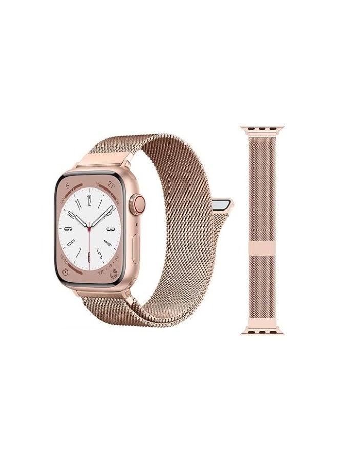 Magnetic stainless steel band compatible with Apple Watch 49mm/45mm/44mm/42mm, watch strap for iWatch Series 1/2/3/4/5/6/7/8/SE/Ultra/Ultra 2 - Golden - Image 1