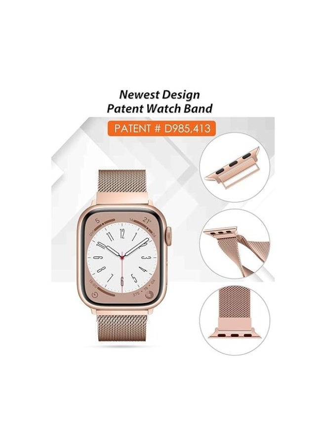 Magnetic stainless steel band compatible with Apple Watch 49mm/45mm/44mm/42mm, watch strap for iWatch Series 1/2/3/4/5/6/7/8/SE/Ultra/Ultra 2 - Golden - Image 2