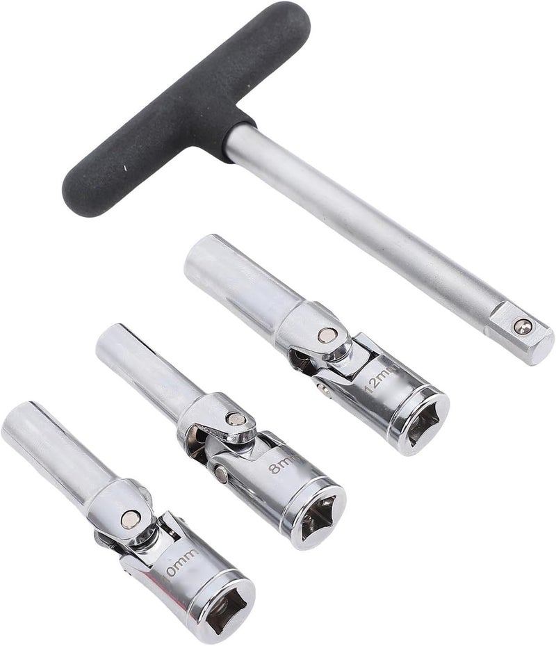 Glow Plug Socket Tool Set Efficient Universal Joint T Bar 3/8in Dr 8mm 10mm 12mm for Automotive Repair Mechanic - Image 1