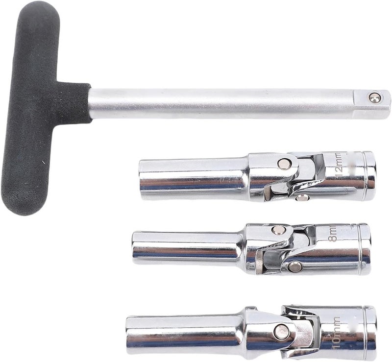 Glow Plug Socket Tool Set Efficient Universal Joint T Bar 3/8in Dr 8mm 10mm 12mm for Automotive Repair Mechanic - Image 4