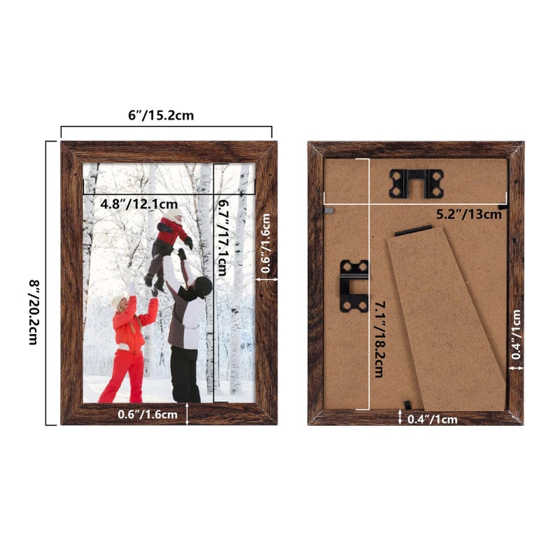PHAREGE 5x7 MDF Picture Frame Bulk Dark Brown 18 Pack  Embossed Faux Wood Grain 5 by 7 Rustic Frame Set  Multi-pack Farmhouse Frames for Photos  Vertically or Horizontally  Tabletop or Wall - Image 2