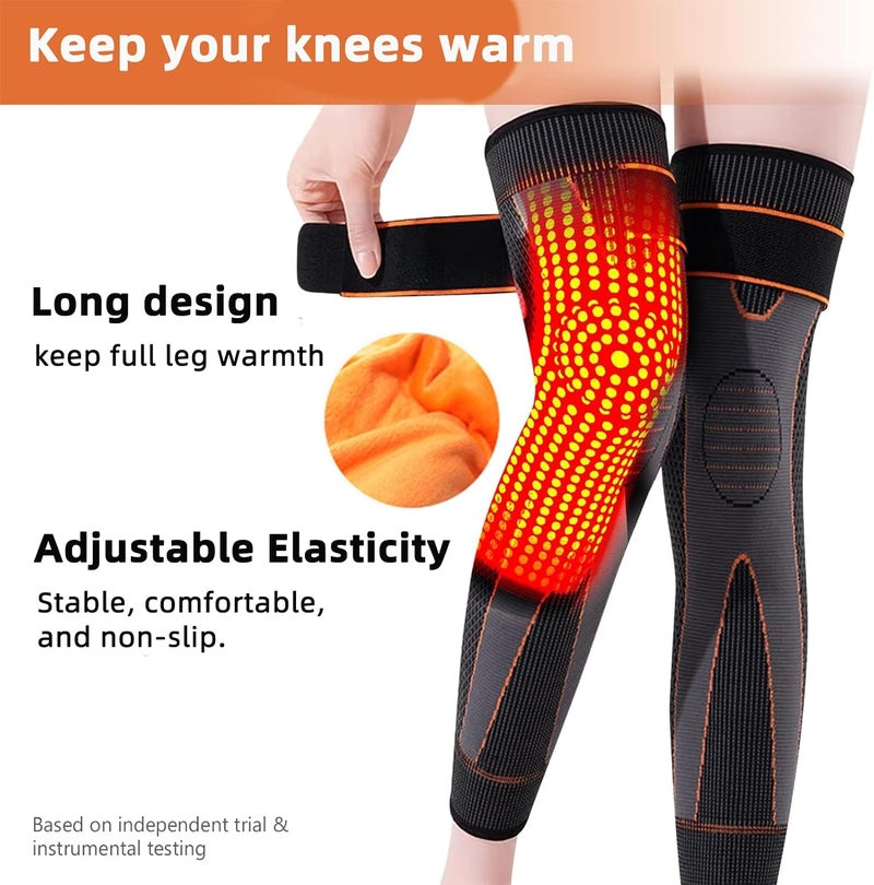 Ofrdncy Leg Compression Sleeve Full Leg 2 Pack Long/Self-Heating Knee Brace for Men Women Knee Support Protector for Running,Weightlifting, Workout and other Sport-4Sizes - Image 1