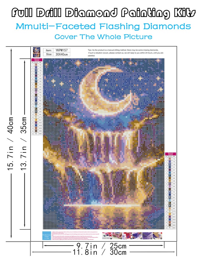 KINPLUB 5D Diamond Painting Kits for Adults Beginners, Moonlight Waterfall Diamond Art Kits for Adults, DIY Full Drill Round Moon Landscape Diamond Dots, Home Wall Decor 12x16 Inch - Image 3