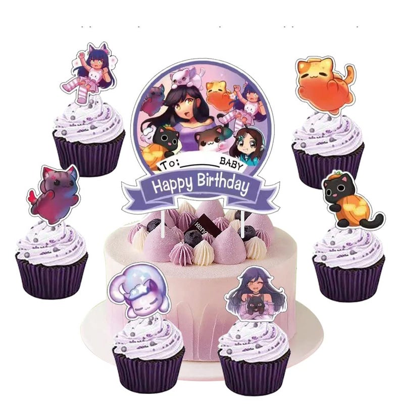Jlemon 91 pcs Cat Game Birthday Party Supplies Plushies Cat Theme Birthday Party Supplies Set with Tablecloth,Plates,Napkins, Banner, Balloons Hanging Swirls Cake Cupcake Toppers party sets - Image 5