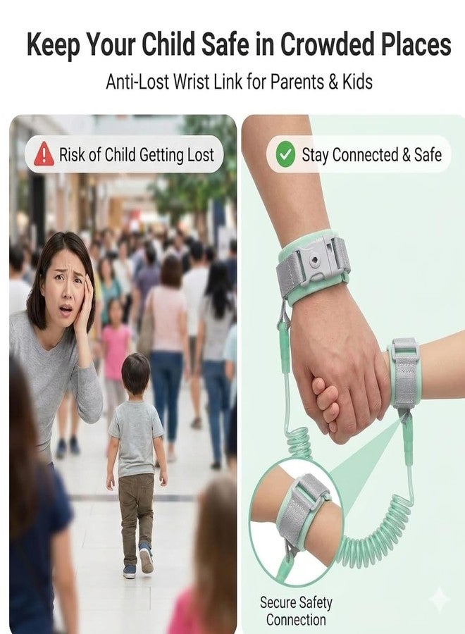 Glixon Baby Child Anti Lost Safety Wrist Link Harness Strap Rope, Anti-Lost Safety Harness, Elastic Baby Safety Belt Walking Handcuffs for Kids Safety (Green) - Image 3