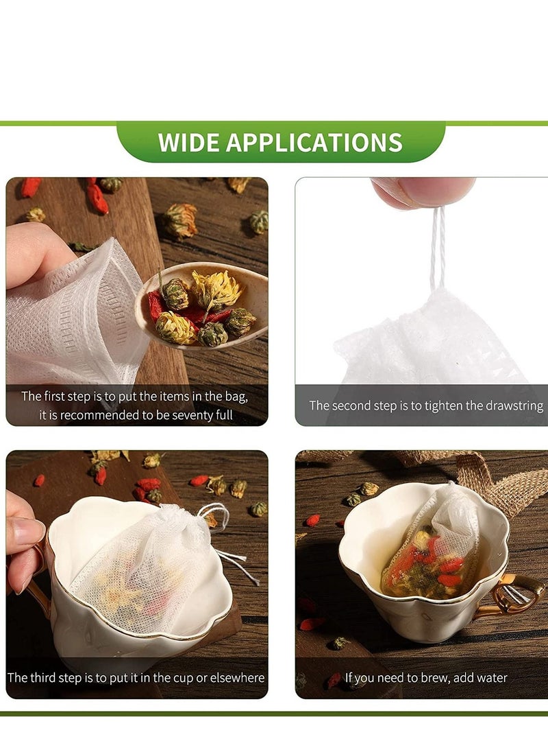 KASTWAVE - Disposable Drawstring Tea Filter Bags, Safe Natural Unbleached Paper Seal Tea Infuser Drawstring Empty Bag, Empty Bag for Loose Leaf Tea, Coffee, Herb, Spice (100Pcs 3.19 x 3.94 inch ) - Image 1