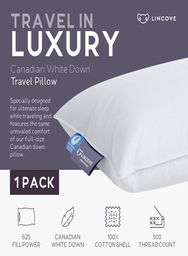 Lincove Canadian Down Feather Travel Pillow - Luxury Pillows to Support Head, Neck, While Sleeping on Airplanes, Cars, Hotels & Home - Comfortable Vacation Sleeping Essential, 13"x18" - Image 2
