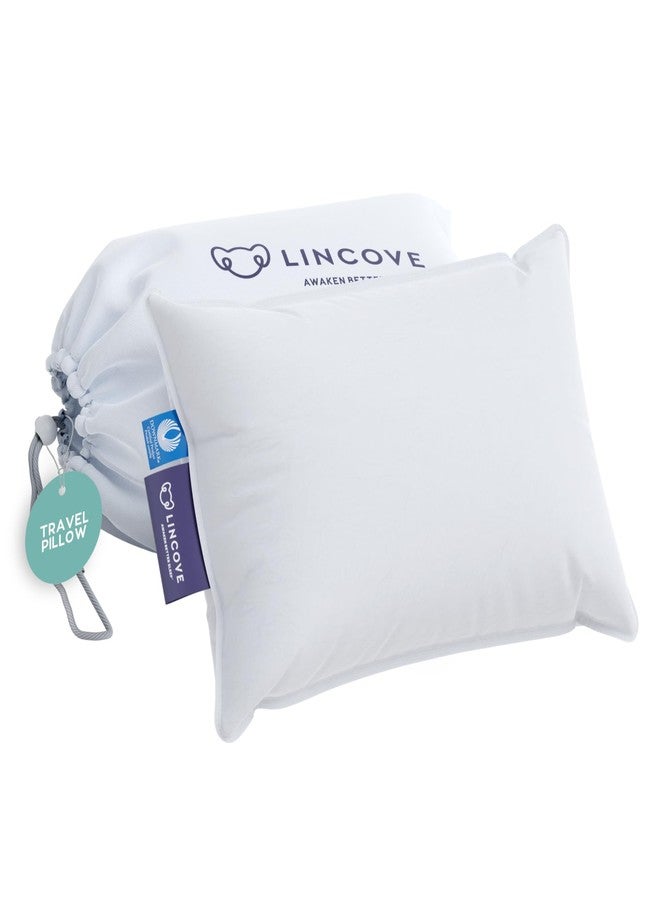 Lincove Canadian Down Feather Travel Pillow - Luxury Pillows to Support Head, Neck, While Sleeping on Airplanes, Cars, Hotels & Home - Comfortable Vacation Sleeping Essential, 13"x18" - Image 3