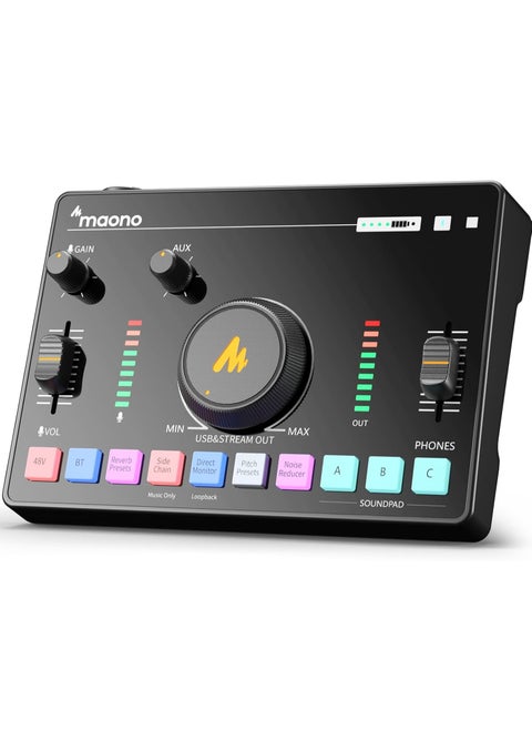 MAONO Streaming Audio Mixer Audio Interface with Pro-preamp Bluetooth Built-in Battery Noise Cancellation 48V Phantom Power for Live Streaming Podcast Recording Gaming AMC2 NEO