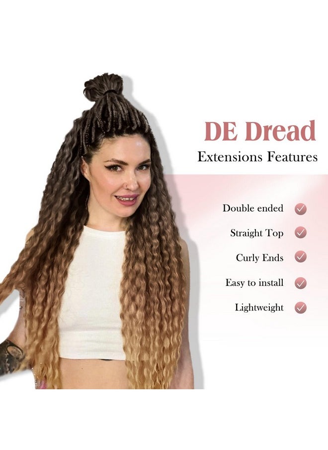 Hanne Fashion Double Ended Dreadlock Extensions Curly Ends Dreadlocks 24 Inch 10 Strands Boho Style Black To Brown De Dreadlock Extensions Handmade Soft Dreads Extensions For Women (Mt1B/27)  - Image 2