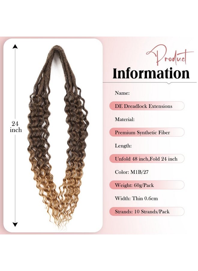 Hanne Fashion Double Ended Dreadlock Extensions Curly Ends Dreadlocks 24 Inch 10 Strands Boho Style Black To Brown De Dreadlock Extensions Handmade Soft Dreads Extensions For Women (Mt1B/27)  - Image 1