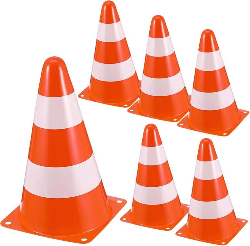 6 Pcs Orange Safety Cones High Visibility Traffic Cones for Construction Road Work Sports - Image 1