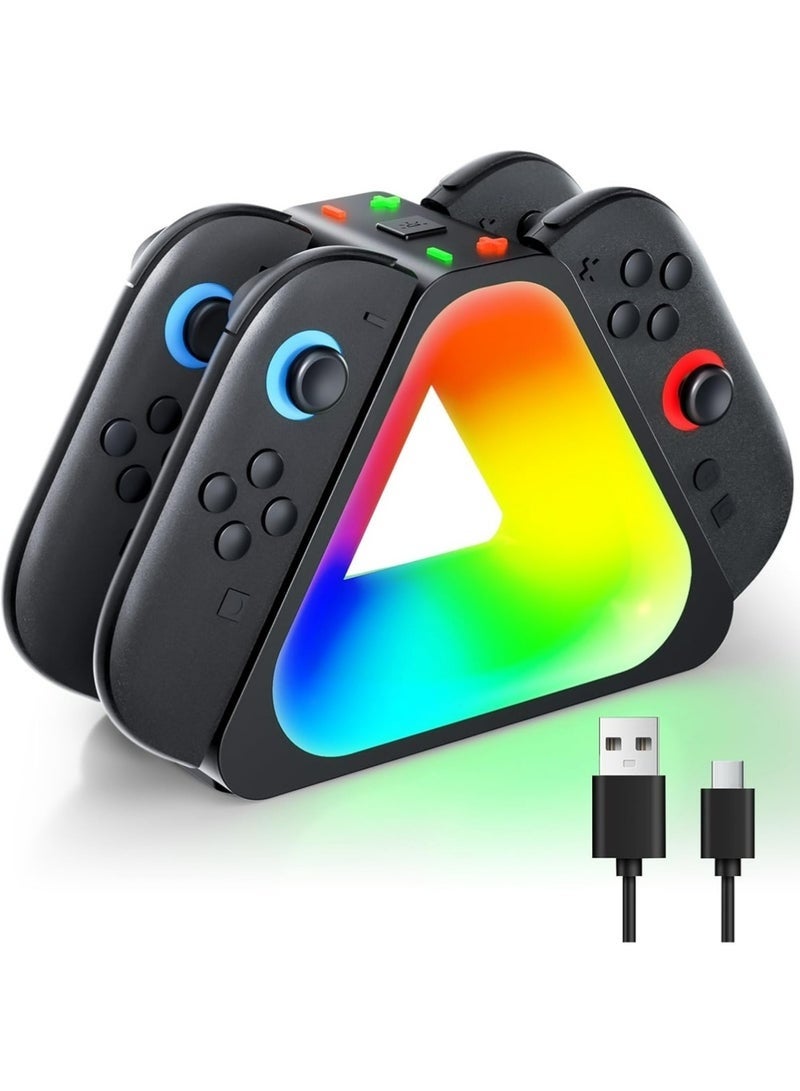Best Charging Dock for Nintendo Switch 2 2025 Joy Con with 7 RGB Light Mode,4 in 1 Charging Dock Compatible with Switch 2 Joy Con Accessories - Image 1
