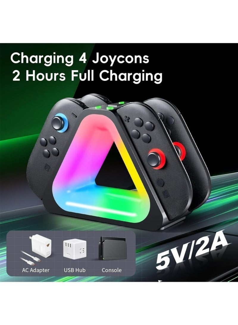Best Charging Dock for Nintendo Switch 2 2025 Joy Con with 7 RGB Light Mode,4 in 1 Charging Dock Compatible with Switch 2 Joy Con Accessories - Image 5