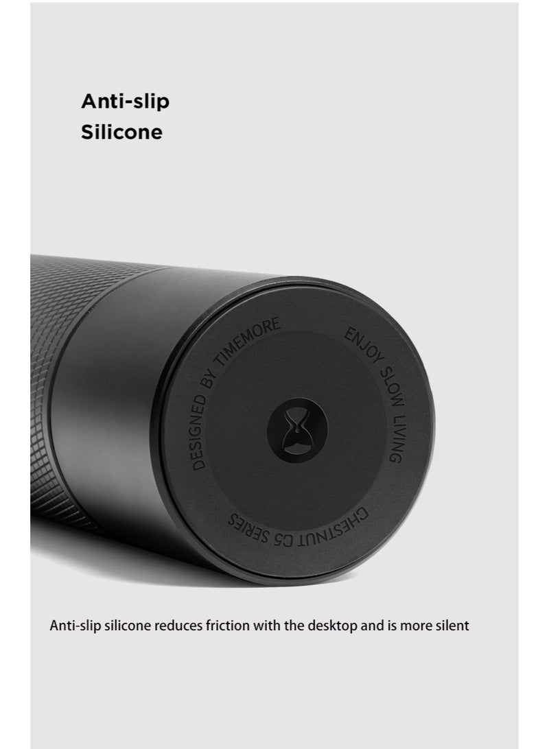 TIMEMORE Chestnut C5ESP Manual Coffee Grinder, Manual Coffee Manual Grinder Capacity 25g with CNC Stainless Steel Conical Burr  Adjustable Internal Setting, Dual Bearing Positioning, Suitable for Travel, Camping (Black) - Image 5