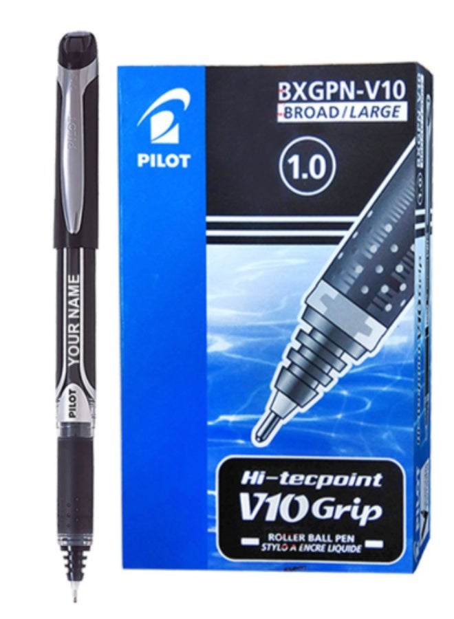 Pilot Hi-Tech Grip Black 1.0 Pen, 12 Pens