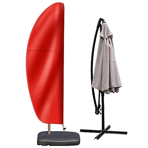 OKPOW Patio Umbrella Cover for Outdoor Heavy Duty 420D Oxford Fabric with Pole Zipper Easy Install Waterproof UV Resistant Prevents Fading Rips Fits 914ft Cantilever Offset Umbrellas Red - Image 1