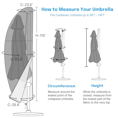 OKPOW Patio Umbrella Cover for Outdoor Heavy Duty 420D Oxford Fabric with Pole Zipper Easy Install Waterproof UV Resistant Prevents Fading Rips Fits 914ft Cantilever Offset Umbrellas Red - Image 3