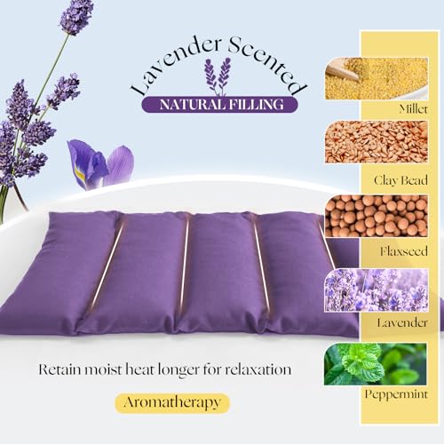 uncn Microwavable Heating Pad with Washable Cover 13x7 Inch Flaxseed Microwave Hot Pack Lavender Scent Moist Warm Compress for Relaxation NonElectric Portable - Image 5