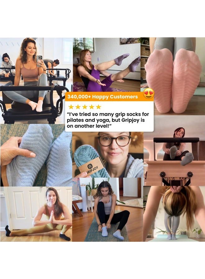 Gripjoy جوارب جريب 3-pack، جوارب غير قابلة للانزلاق لليوغا، البيلاتس، البار، الرقص، استقرار معزز، قابلة للغسل في الغسالة، مريحة من مزيج القطن، تدعم القضايا الخيرية - Image 5