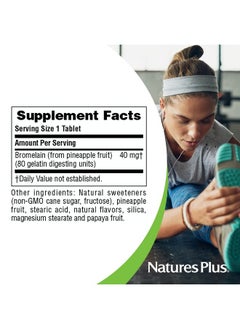 Nature's Plus Naturesplus Chewable Bromelain 40 Mg Natural Proteolytic Enzyme Supplement 180 Chewable Tablets (180 Servings)  - Image 3