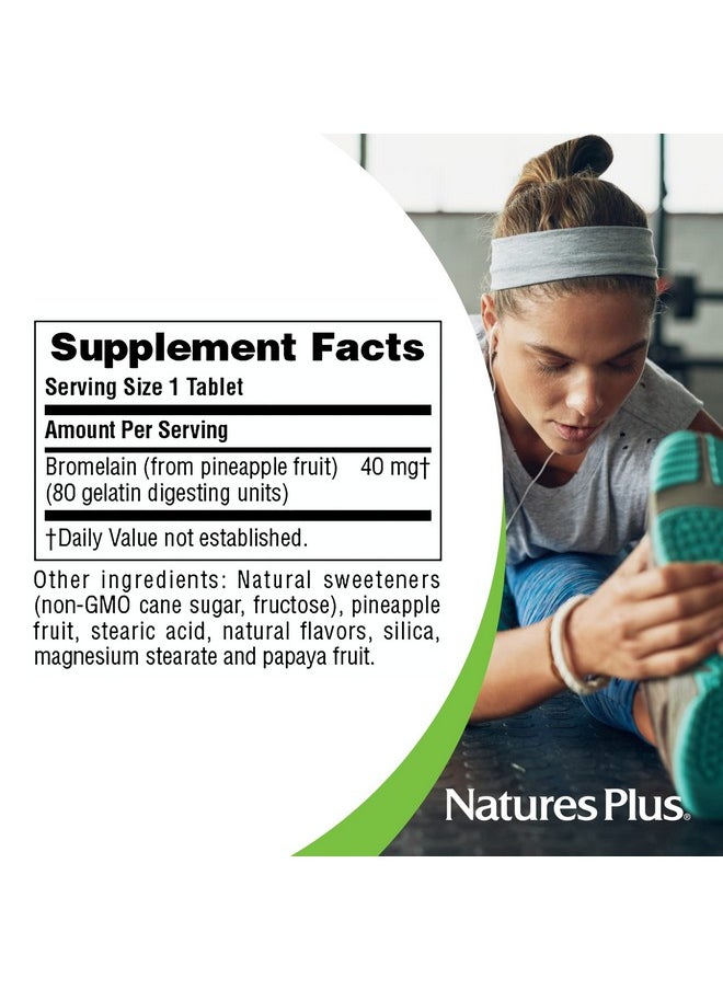 Nature's Plus - Naturesplus Chewable Bromelain 40 Mg Natural Proteolytic Enzyme Supplement 180 Chewable Tablets (180 Servings) - Image 1