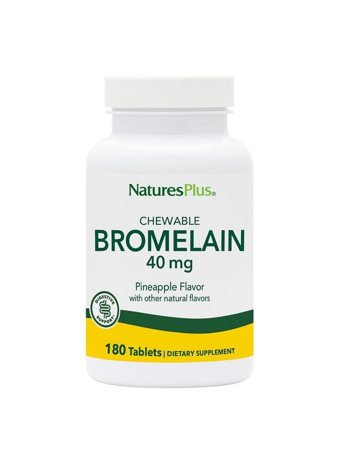 Nature's Plus - Naturesplus Chewable Bromelain 40 Mg Natural Proteolytic Enzyme Supplement 180 Chewable Tablets (180 Servings) - Image 1