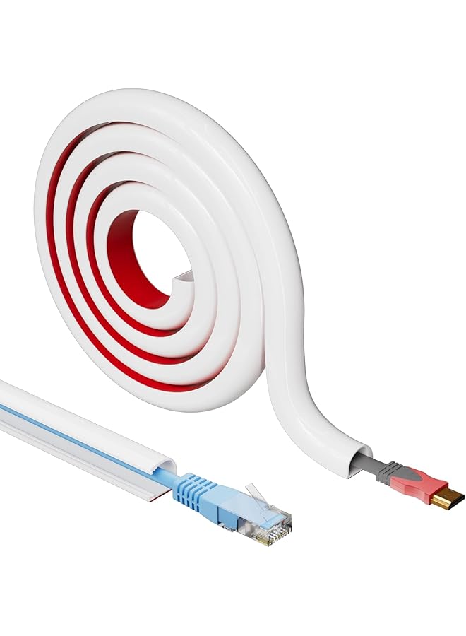 White Cord Hider, 78inch Cord Hider Raceway, Wall Cable Hider in Home Office, Cable Cover Cable Concealer for Extension Cord, Ethernet Cable, Cord Hider for Wall Mount TV, W0.59h0.39in(White)