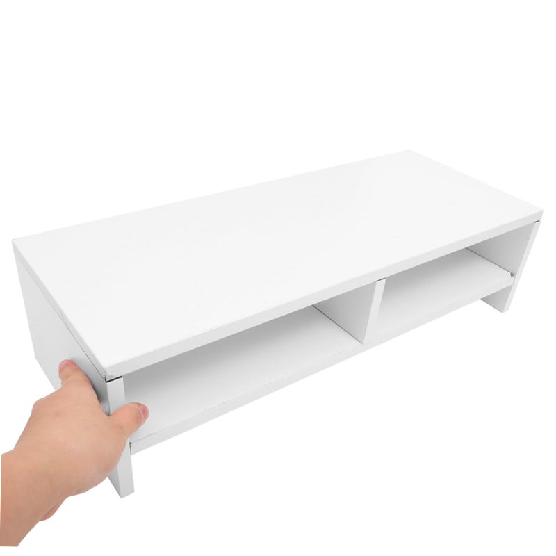 Double Monitor Stand with Storage Shelf Ergonomic Riser for Desk Workspace Organization - Image 4