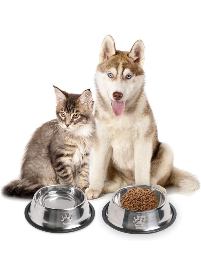 4-pack stainless steel dog bowls, puppy and kitten feeding bowls, 8 ounce pet bowls with removable rubber base, mini cat and dog feeders and water bowls - Image 2