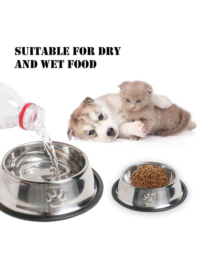 4-pack stainless steel dog bowls, puppy and kitten feeding bowls, 8 ounce pet bowls with removable rubber base, mini cat and dog feeders and water bowls - Image 5