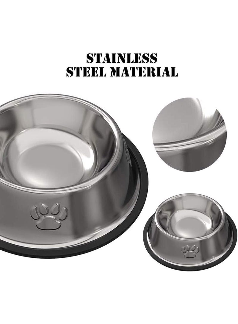 4-pack stainless steel dog bowls, puppy and kitten feeding bowls, 8 ounce pet bowls with removable rubber base, mini cat and dog feeders and water bowls - Image 3
