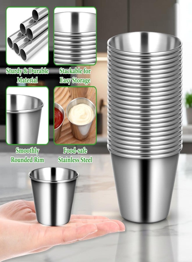 IANFAN 100Pcs 2.5oz Metal Ramekins Stainless Steel Sauce Cups Dipping Cups Bulk Small Sauce Container Reusable Round Dipping Bowls Condiment Cup for Dish Butter Kitchen Restaurant Party Dinner Cooking - Image 3