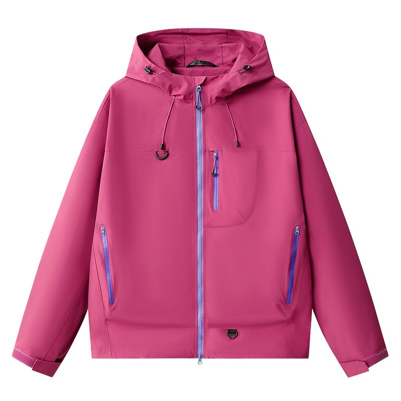 Qi Ta 7870 Outdoor Windproof Waterproof Hooded Jacket for Men Women Youth – Softshell Cargo Mountaineering Windbreaker - Image 1