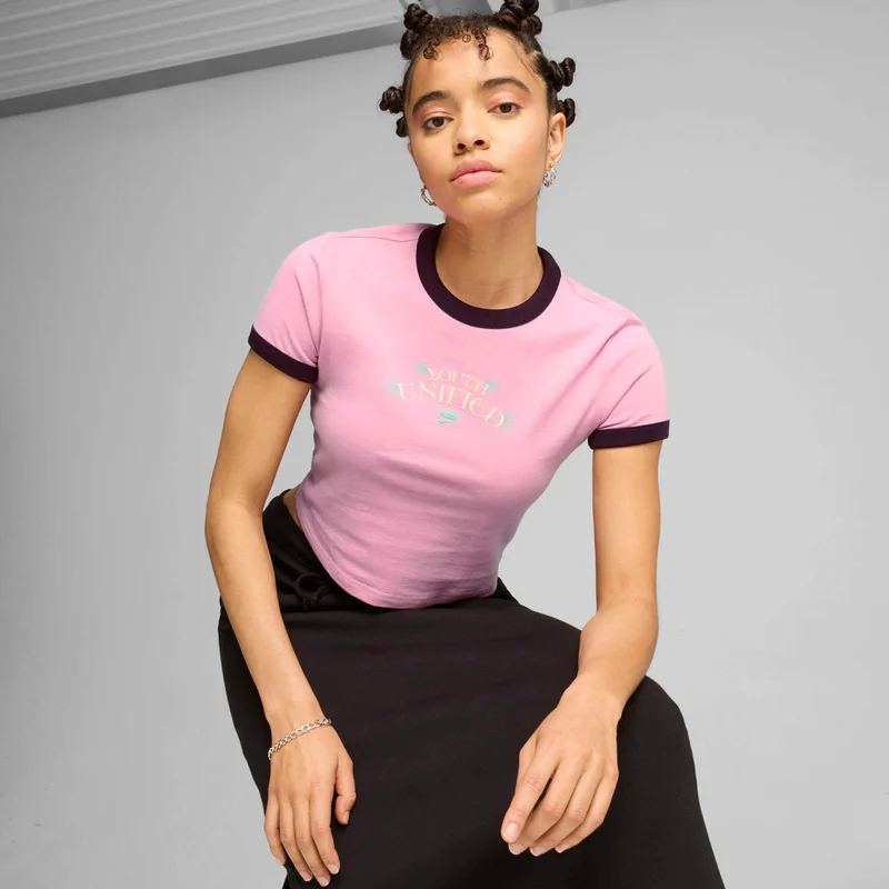 بوما Women Pink Downtown Graphic Baby Tee Pink Women's T-Shirt