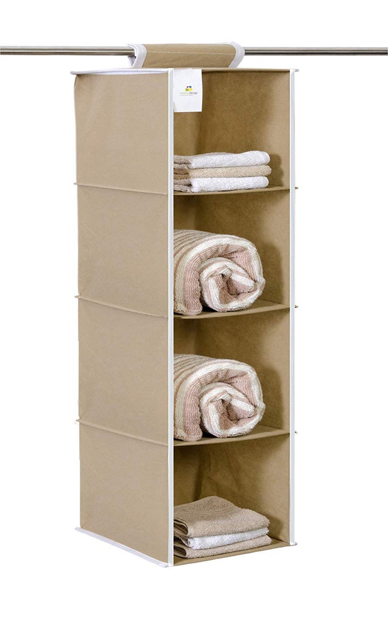 SONIQE Hanging 4 Shelf Wardrobe Organizer Clothes Hanging Organizer Wardrobe for Regular Garments Shoes Storage Cupboard Shelf Organizer Hanging Organizers for Clothes Hanging Storage MultiColour - Image 1
