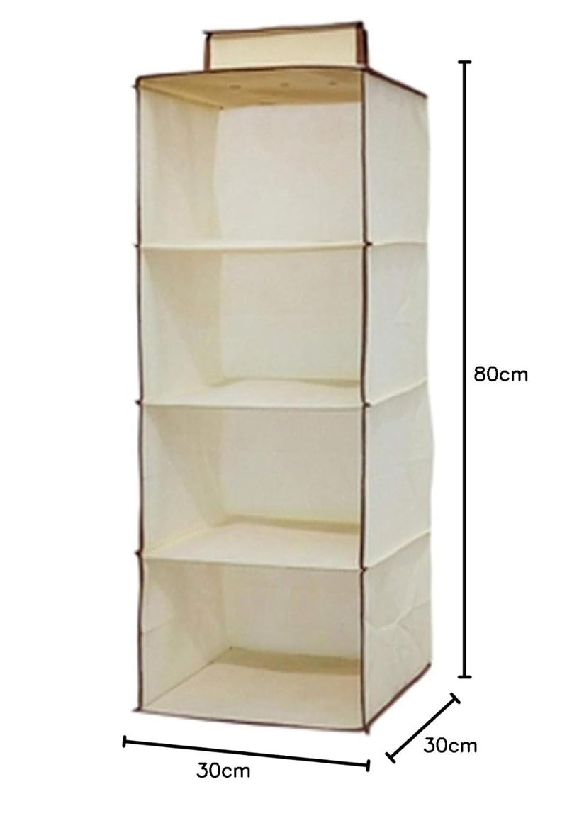 SONIQE Hanging 4 Shelf Wardrobe Organizer Clothes Hanging Organizer Wardrobe for Regular Garments Shoes Storage Cupboard Shelf Organizer Hanging Organizers for Clothes Hanging Storage MultiColour - Image 3