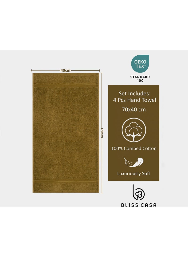 Bliss Casa 4-Piece 100% Combed Cotton Hand Towels - 550 GSM Quick Dry Highly Absorbent Hand Towel Set 16x28 Inch - Image 4