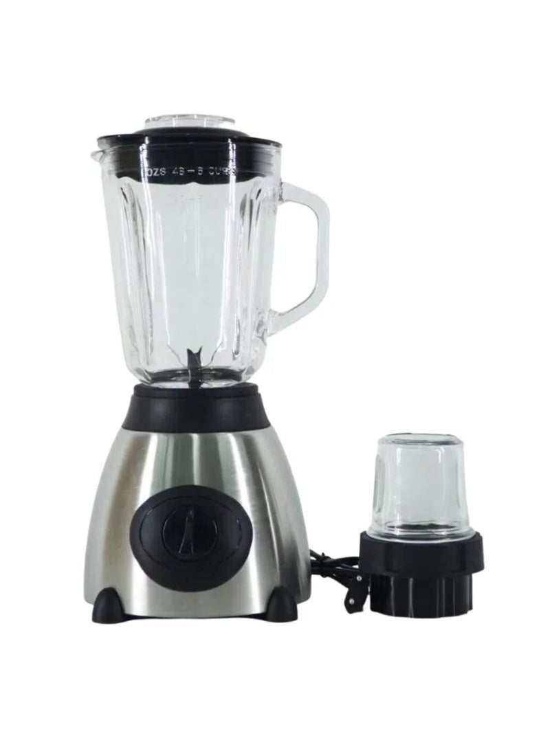 EzzySo خلاط كهربائي 2 في 1 وطاحونة توابل، وعاء سعة 1.5 لتر، 1 قطعة من مطاحن الطحن، شفرات من الفولاذ المقاوم للصدأ، 5 سرعات عالية القوة لصنع العصير - Image 1