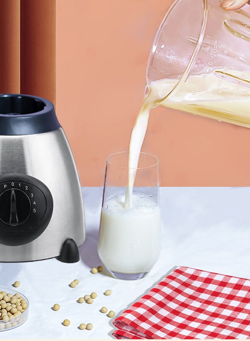 EzzySo خلاط كهربائي 2 في 1 وطاحونة توابل، وعاء سعة 1.5 لتر، 1 قطعة من مطاحن الطحن، شفرات من الفولاذ المقاوم للصدأ، 5 سرعات عالية القوة لصنع العصير - Image 4