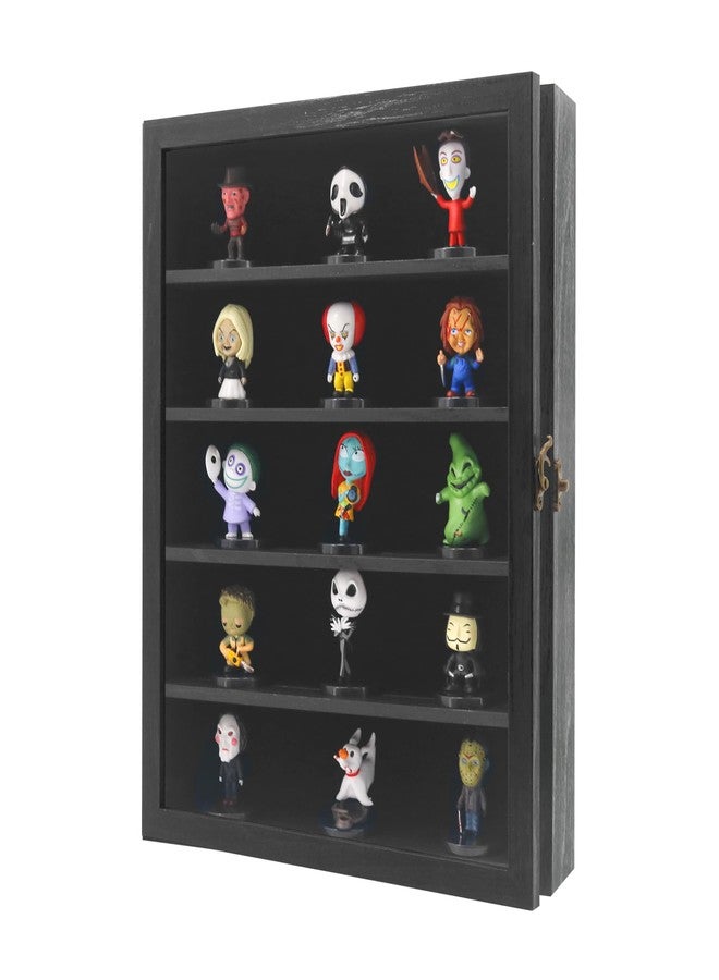 FramePro خزانة عرض FramePro مقاس 11x14 بوصة بأرفف قابلة للتعديل، لون أسود، صندوق عرض تذكاري من 4 طبقات للتعليق على الحائط، رف خشبي عميق لعرض التذكارات والصور والميداليات وديكورات حفلات الزفاف والمنزل - Image 1