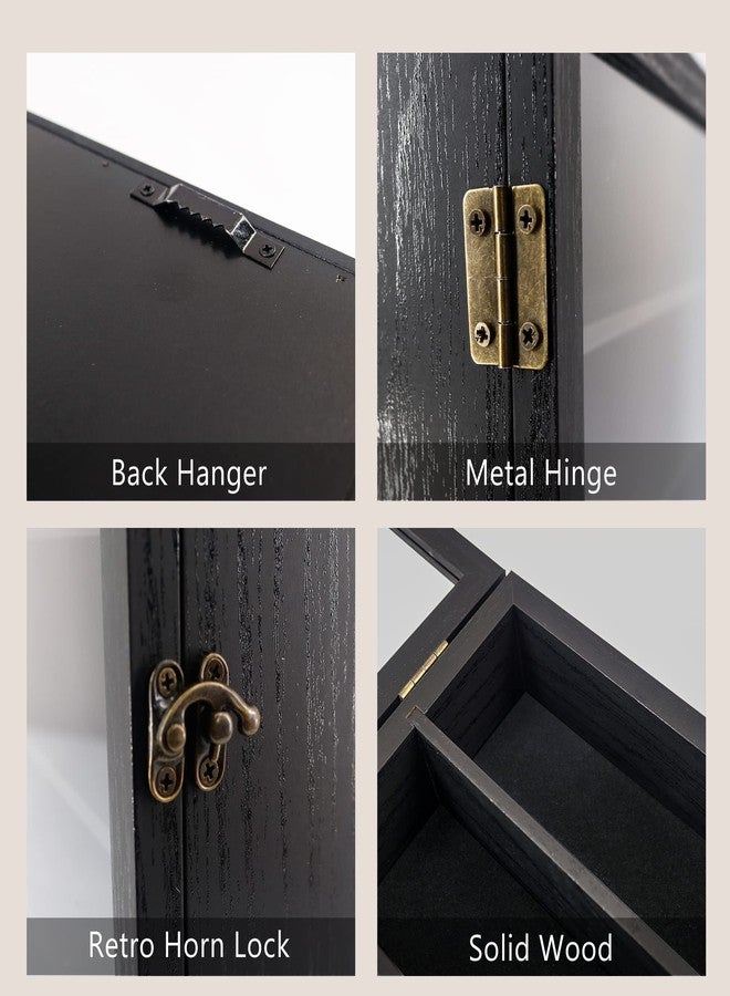 FramePro خزانة عرض FramePro مقاس 11x14 بوصة بأرفف قابلة للتعديل، لون أسود، صندوق عرض تذكاري من 4 طبقات للتعليق على الحائط، رف خشبي عميق لعرض التذكارات والصور والميداليات وديكورات حفلات الزفاف والمنزل - Image 5