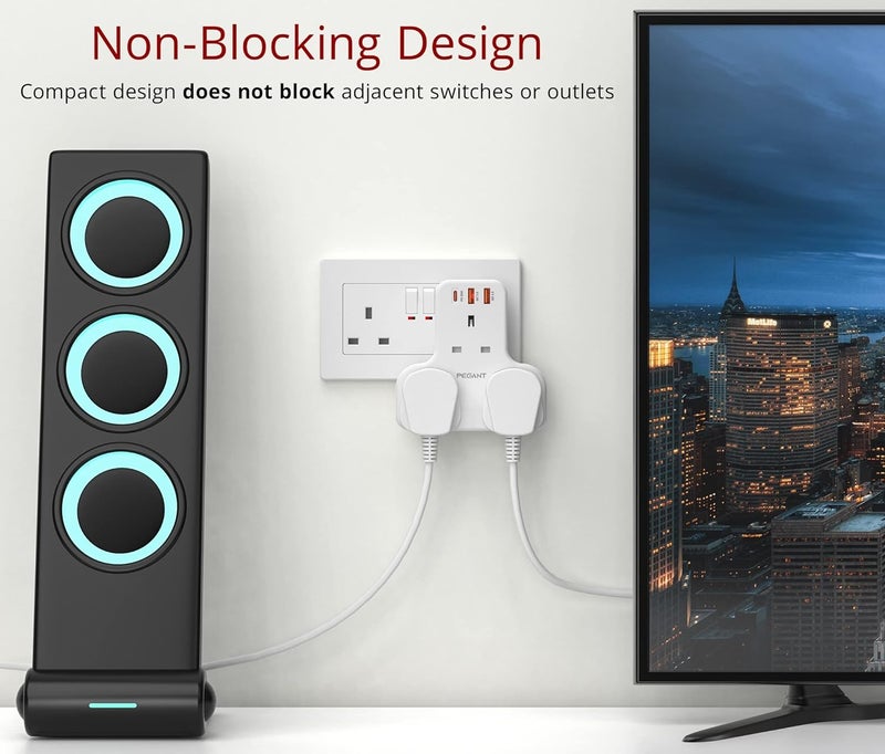 PEGANT Multi Plug Extension Power Adapter with USB-C Fast Charging - Image 4