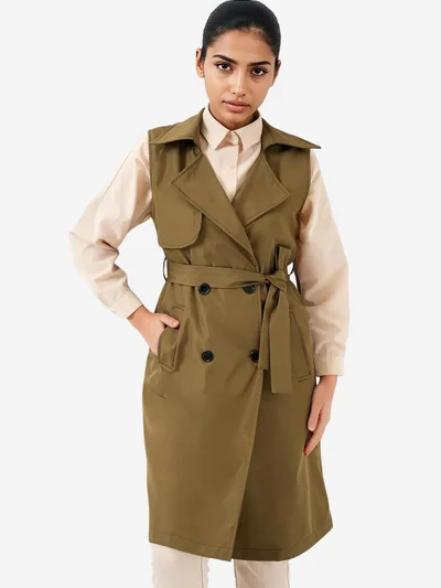 BIG DART BDART Midi Shawl Collar Vest with Pockets