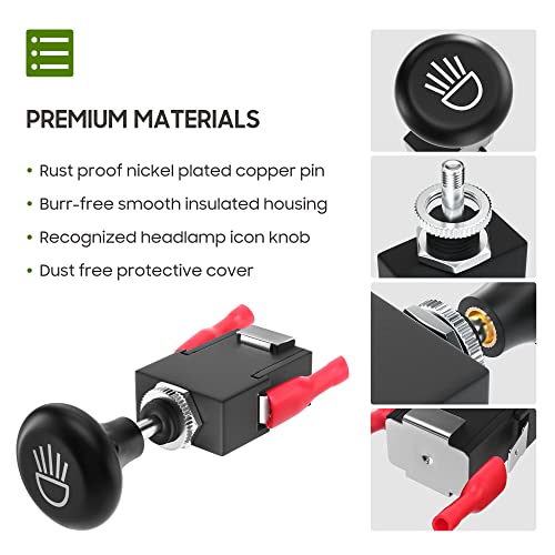 10L0L Universal Golf Cart Light Switch, Push Pull Headlight Switch Button 12Volt 15AMP On Off Light Button Replace for Yamaha, Club Car, EZGO Golf Cart - 1 Pack - Image 4