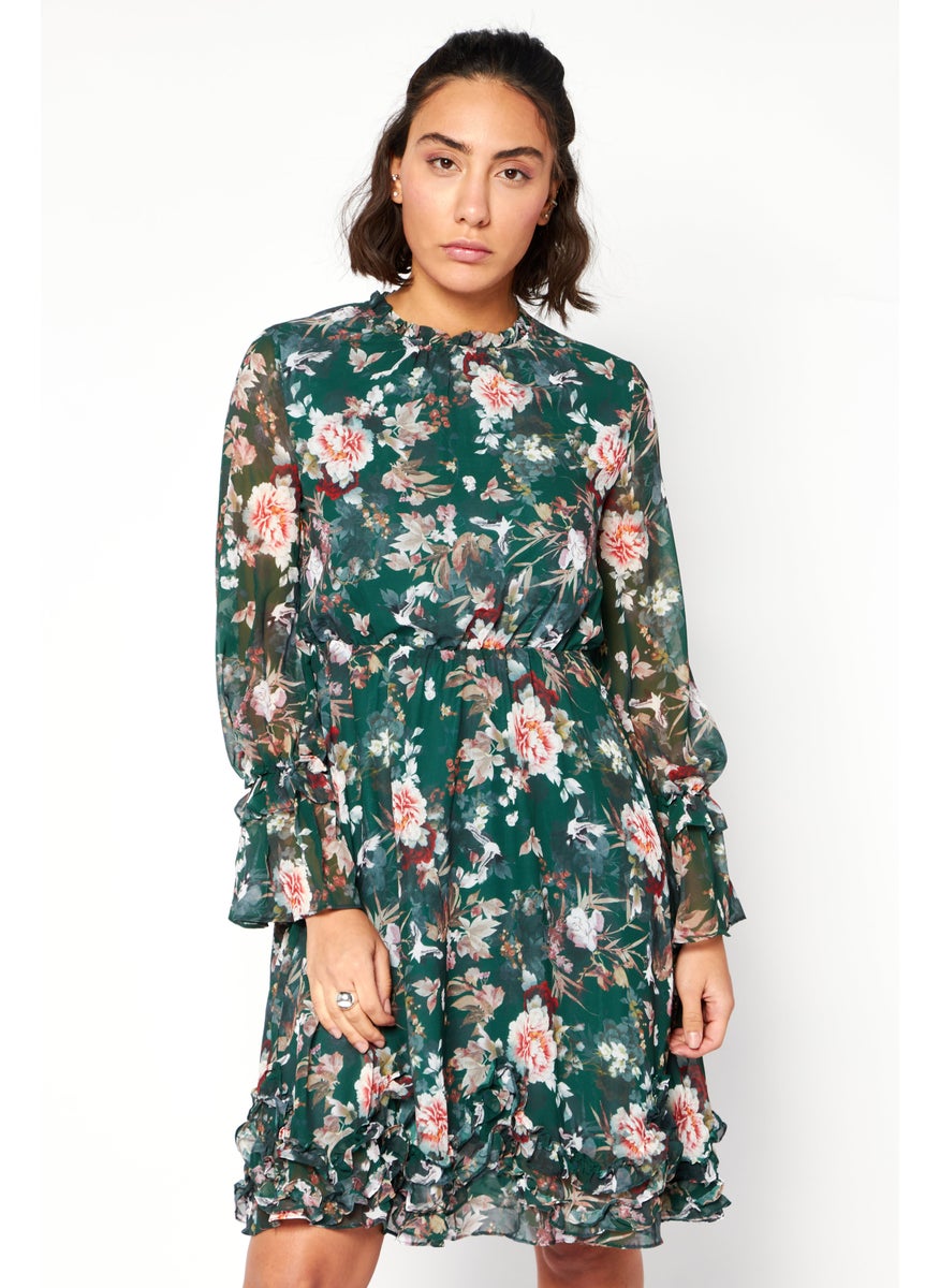 Women Floral Long Sleeves Midi Dress, Dark Green Combo - pzsku/ZB06D1C4D3B9BE2FAB112Z/45/_/1727882621/77c4dda3-3967-402d-bdb5-b5f656e7c39e