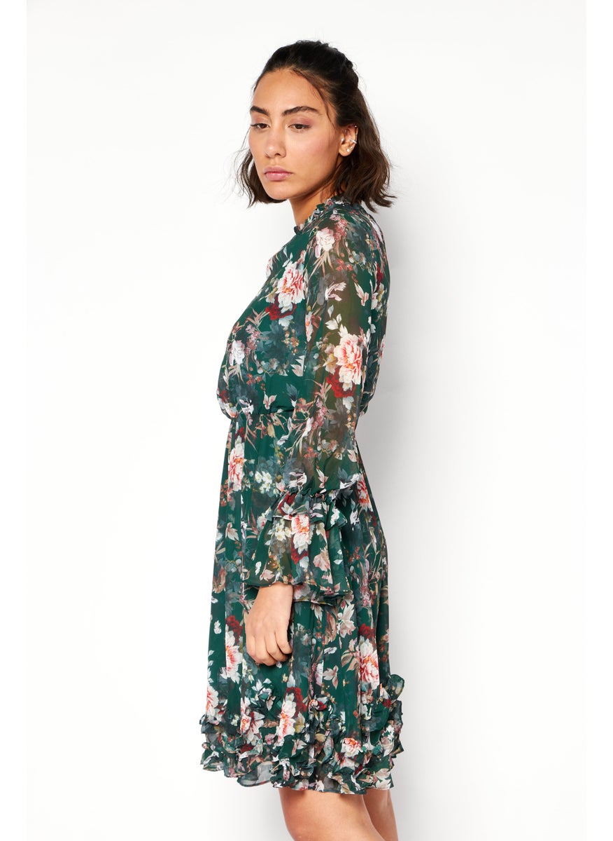 Women Floral Long Sleeves Midi Dress, Dark Green Combo - pzsku/ZB06D1C4D3B9BE2FAB112Z/45/_/1727882625/56a786b0-6c80-4051-b555-4fda8c123a6c