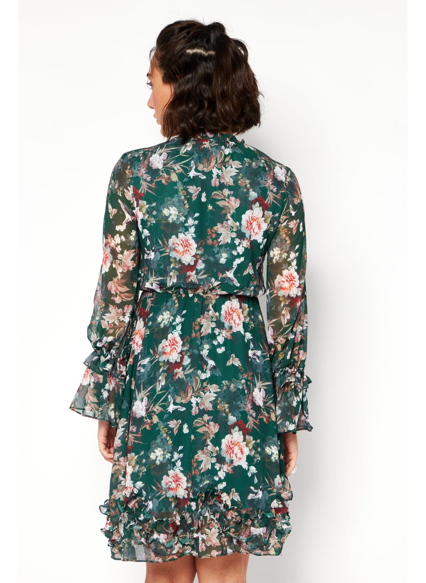 Women Floral Long Sleeves Midi Dress, Dark Green Combo - pzsku/ZB06D1C4D3B9BE2FAB112Z/45/_/1727882631/10520fcc-646e-4171-8dfe-bddc4043b895