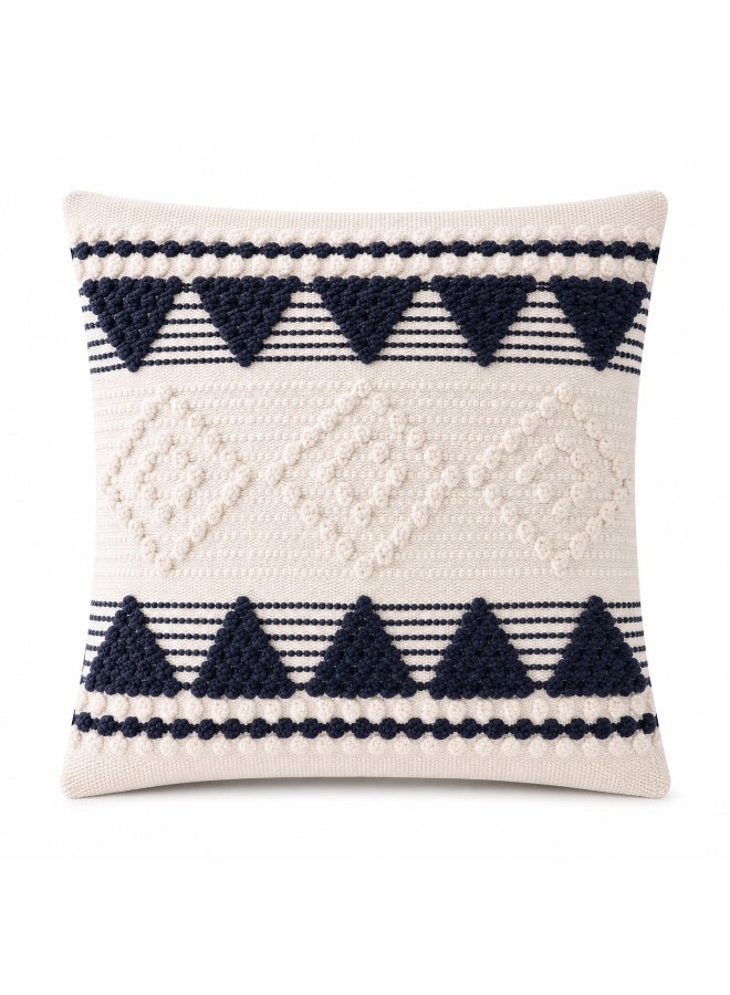 Boho Decorative Throw Pillow Cover, Tufted Geometric Design