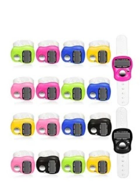 24 Piece LCD Digital Display Electronic Tasbeeh Ring for Islamic Male Finger Multicolor Counter Ring Digital Counter Manually Reset